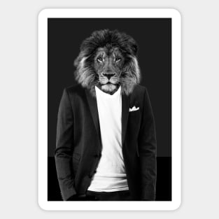 Lion in suit hipster - art print variant Sticker